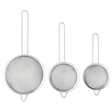 Imagem de Kit Conjunto 3 Peneiras Coador Inox Resistentes Para Cozinha P, M E G