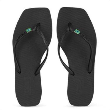 Imagem de Chinelo Brizza Arezzo Bico Quadrado Square Brasil Preto - Feminino-Feminino