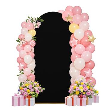 Imagem de Conjunto de capas de arco de casamento de 2 m, capa de arco, suporte de arco, tecido elastano, pano de fundo elástico para decoração de festa de aniversário de casamento, chá de bebê (preto)