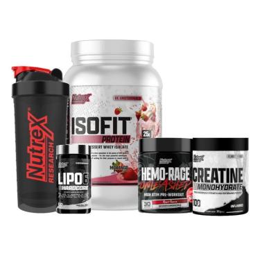 Imagem de Kit Whey 900g + Prétreino + Creatina + Termogênico + Coquet.-Unissex