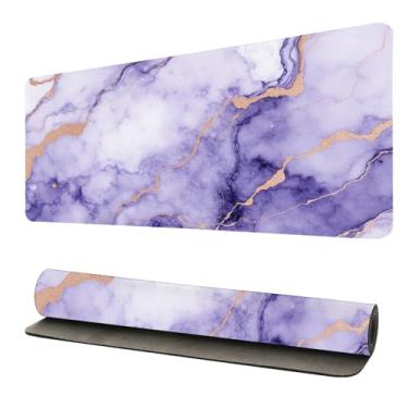 Imagem de Tapete de mesa de mármore roxo, almofada de mesa grande de couro PU com base antiderrapante, lindo tapete de teclado de escritório para casa e presente de jogos para mulheres irmã (23,62 x 11,81