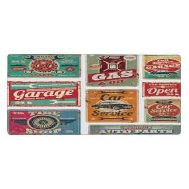 Imagem de Monograma grande placas de metal retrô mouse pad impermeável computador protetor de mesa estendido tapete de mouse antiderrapante base de borracha para escritório, computador, teclado, laptop e mesa