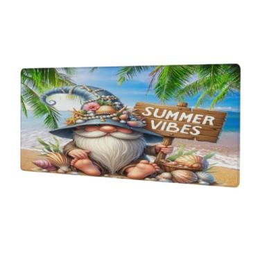Imagem de Tapete de mouse grande para praia, verão, gnomo, impermeável, protetor de mesa estendido, tapete de borracha antiderrapante para escritório, computador, teclado, laptop e mesa de casa, mouse pad de 80