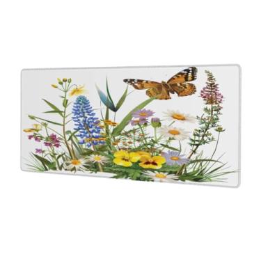 Imagem de Tapete de rato grande borboleta simples flor impermeável computador estendido tapete protetor de mesa tapete antiderrapante base de borracha para escritório, computador, teclado, laptop e mesa de casa