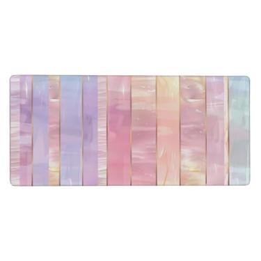 Imagem de Tapete de mouse grande de madeira de vitral à prova d'água para computador protetor de mesa com base de borracha antiderrapante para escritório, computador, teclado, laptop e mesa de casa, 89,9 x 39,9