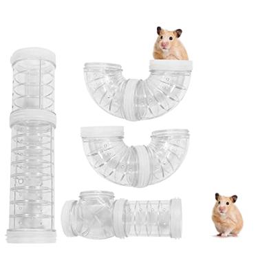 Imagem de Conjunto de Tubos para Hamster 8 Peças Tubo Curvo Transparente Túnel Jaula Pet Brinquedo DIY Criativo Esporte Externo com Buracos Ventilação Pequenos Animais