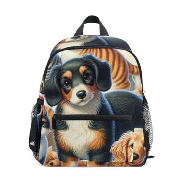 Imagem de GAIGEO Dog Cat Animal Print Mini Toddler Backpack with Whistle, Adjustable Chest Strap, Toddler Girl Backpack Lightweight & Compact for Ages 3-8