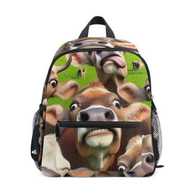 Imagem de GAIGEO Cattle Cute Cows Toddler School Backpack, 10x4x12 In, Girls Mini Backpack Includes Water Bottle Pockets, Whistle Clip for Safety