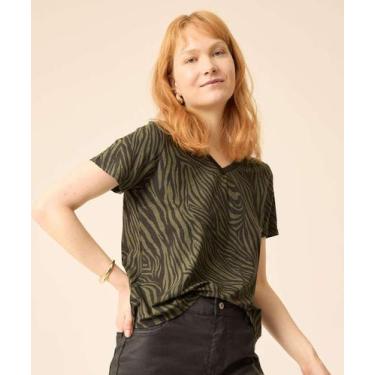 Imagem de Blusa Feminina Viscolycra Aninal Print Marisa-42021, PP, Preto, Verde