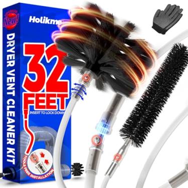Imagem de Holikme 32 Feet Dryer Vent Cleaner Kit, Upgrade Flexible Lint Brush with Drill Attachment, Extends Up to 32 Feet for Easy Cleaning,Use with or Without a Power Drill