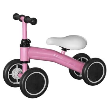Imagem de Bicicleta de Equilíbrio Infantil 4 Rodas - Andador sem Pedal, Seguro, Ajustável, Desenvolve Habilidades Motoras(ROSA)