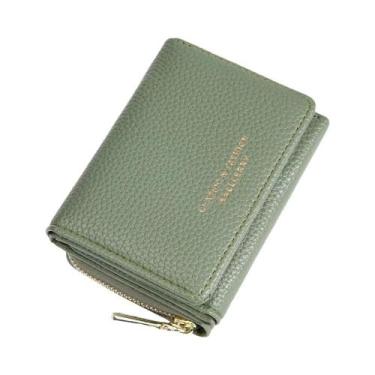 Imagem de Carteira Feminina Slim Tri-Fold Em Couro Premium Com Padrão De Lichia,