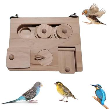 Imagem de Hamiledyi Brinquedos de forrageamento de pássaros de madeira para papagaios, periquitos, brinquedos interativos de enriquecimento mental, semente de pássaro, alimentador lento para gaiola, calopsita