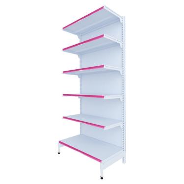 Imagem de Gôndola Prateleira 6 Níveis 40x30 New Plus 2,00 Parede Inicial pe Rosa - sa Gôndolas