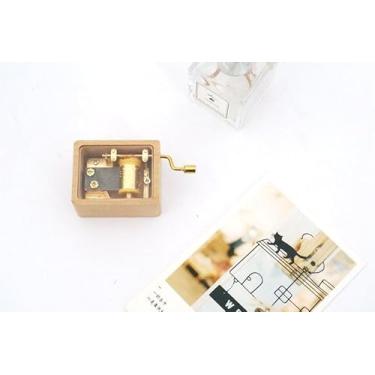 Imagem de Caixa de música de madeira, Aria (canção de pássaro), manivela pura feita à mão, minimalista, decorações de casa transparentes para Natal, Dia dos Namorados, Amigos, BFF, Presentes de Ano Novo