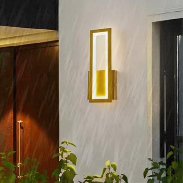 Imagem de GZZBMY Luzes de parede LED Externas IP65 Iluminação de parede de metal à prova d'água Design minimalista moderno Arandela acrílica Interior/exterior para jardins Corredor Pátio Escada (Luz quente