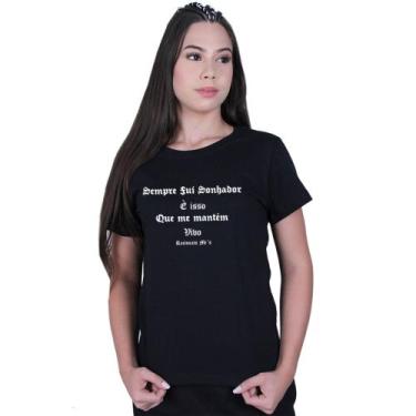 Imagem de Camiseta Baby Look Feminina Racionais Mcs Sonhador, Preto, P