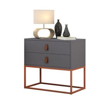 Imagem de Mesa De Cabeceira Cinza Moderno P/ Quarto Casal / Solteiro Com Puxador