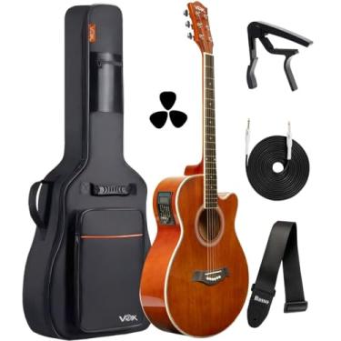 Imagem de Kit Violão Elétrico Voik DM30-E Ambar Artístico + Brindes