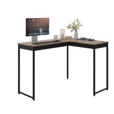Imagem de Escrivaninha Mesa De Canto Escritório Home Office Em L 110cm Apoio Industrial Preto Tampo Mesa Em L Laminado Pier74 x 72 x 110cm