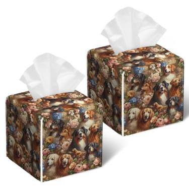 Imagem de 2 peças, capa de caixa de lenços de papel facial quadrada para banheiro, quarto, mesa, escritório