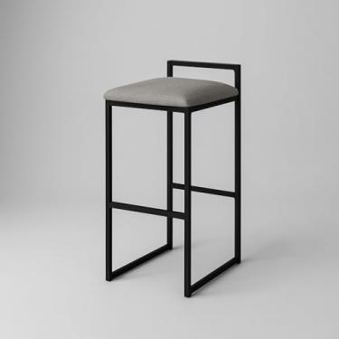 Imagem de Banquetas Altas Estofadas com Base de Ferro – Ideal para Cozinha, Área de Lazer e Balcão, Confortável e Resistente(linho cinza)