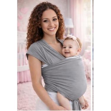 Imagem de Baby Sling Wrap Mamãe Canguru – Confortável, Ergonômico, Tecido Malha Gel 100% Poliéster – Prático de Lavar – Uso Diário (CINZA)