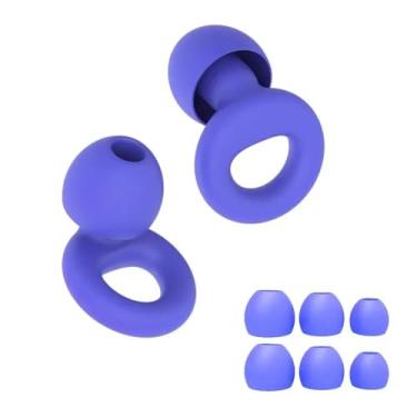 Imagem de Abafador de Ruídos Macio Para Autismo e Dormir Tampão De Ouvido Protetor Auricular - 4 Tamanhos Silicone Reutilizável Circular Premium (Azul, Tamanho único)