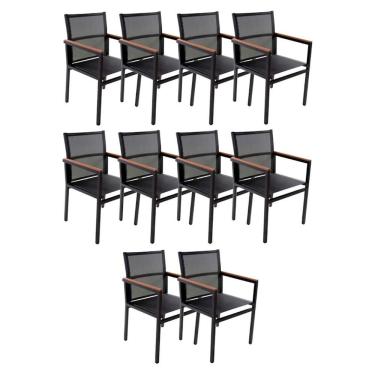 Imagem de Kit 10 Cadeira Diamante Alumínio Sling Hotel Piscina Jardim