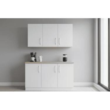 Imagem de Armário Aéreo Multiuso 90cm 3 Portas MDF Branco - DLuca mveis
