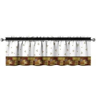 Imagem de Tapesb Cafeteria de cozinha engraçada pequena cortina de janela sobre pia essencial para cozinha, quarto, lavanderia, 45,7 x 137,2 cm