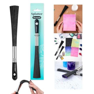 Imagem de 2 peças/conjunto de pincéis para salpicos de arte abstrata | Pincel redondo para respingos| 22 x 2 cm para fazer cartões, liquidificador, pincel, adicionar salpicos e manchas para uso com tinta