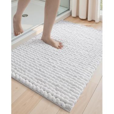 Imagem de DEXI Tapetes de banheiro 61 x 91 cm, tapete de banho lavável antiderrapante, tapetes de banho super absorventes de chenille ultra grossos para piso de chuveiro, tapete felpudo fofo de pelúcia para