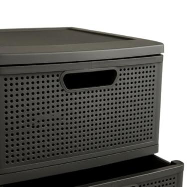 Imagem de Gaveteiro Organizador 3 Gavetas com Rodinhas Plástico Resistente, Cor Preto/Branco(Preto texturizado)