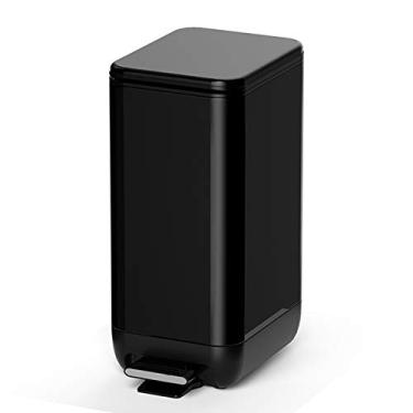 Imagem de Caixotes de lixo de cozinha mãos livres lixeira doméstica pedal de aço inoxidável lata de lixo simples e grande capacidade lixeira de 6,5 litros/3,1 galões lata de lixo de cozinha (preto)