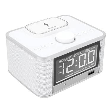 Imagem de Jectse Despertador de Alto-falante de Mesa de 5W, Alto-falante de Rádio FM Com Carregamento Sem Fio e Display LCD, para Uso Em Escritório Em Casa, Hotel (plugue americano)