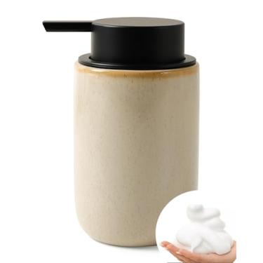 Imagem de BosilunLife Dispensador de espuma de sabão – Dispensador manual de espuma de cerâmica para banheiro moderno de fazenda pequeno dispensador de sabão dispensador de bomba manual para pia de cozinha