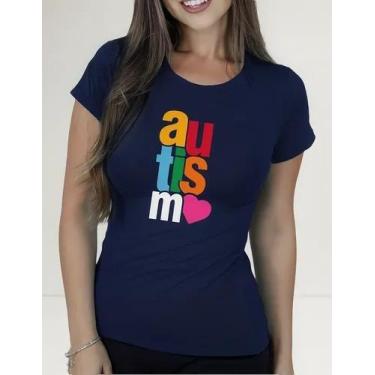 Imagem de Camiseta Camisa Algodão Adulto Feminina Masculina Campanha Abril Azul 