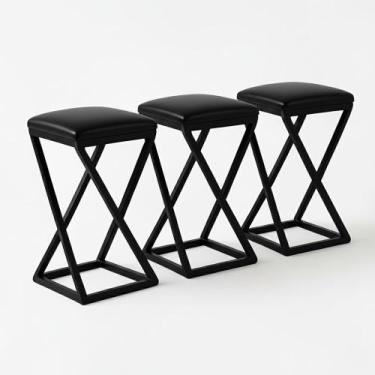 Imagem de Kit 3 Banco Banqueta Baixa Bar Cozinha 50 cm Bancada material sintétic