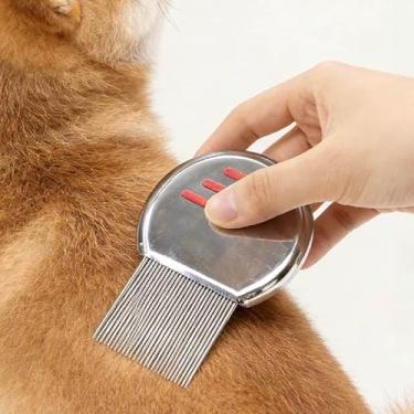 Imagem de 1 pente profissional de dentes finos de dupla face, pente de cabelo com dentes de metal, acessório para escovas de cachorro, vermelho