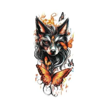 Imagem de Adesivo Temporário De Tatuagem À Prova d'Água De Leão, Lobo E Tigre Pa