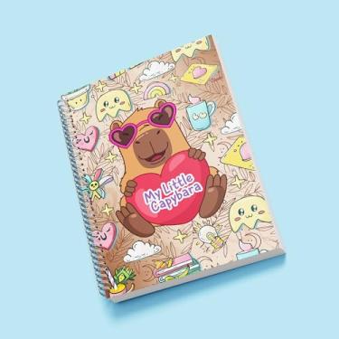 Imagem de Caderno Universitário Capa Dura Capivara, Animado e Divertido, Espiral com Bolsa Interna e Cartela de Adesivos (CAPA 4, 12 MATÉRIAS (240 FLS))