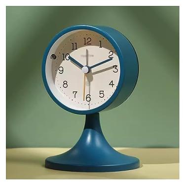 Imagem de Despertador alto de 12 cm, silencioso, sem tique-taque, pequeno com algarismos arábicos, mesa com luz noturna, funciona a bateria para decoração (E)