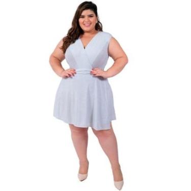 Imagem de Saia Brilho Lurex Envelope Curta Transpassada Plus Size Catwalk Feminina Branca-Feminino