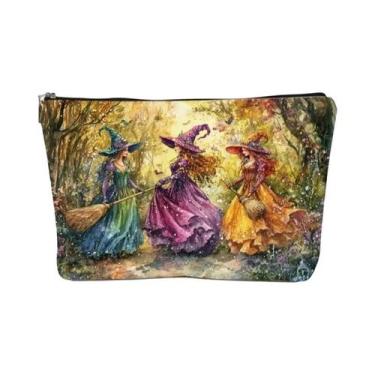 Imagem de Bolsa De Maquiagem Retro Para Mulheres, Pochete Multifuncional Com Zíp