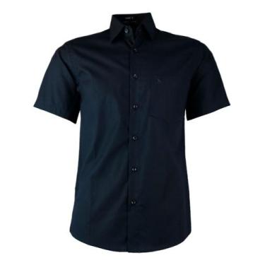 Imagem de Camisa Social Manga Curta Amil Bolso Liso 100% Algodão 1686, Preto, 5