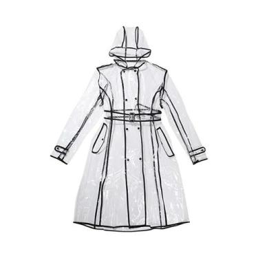 Imagem de Capa De Chuva Transparente Impermeável Com Capuz Para Mulheres E Homen