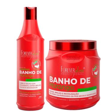 Imagem de Kit Shampoo e Máscara Banho de Verniz Morango Forever Liss