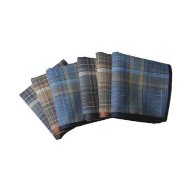 Imagem de Lenço De Bolso Masculino Fino Xadrez Para Negócios, 6 Peças, Tecido Ma