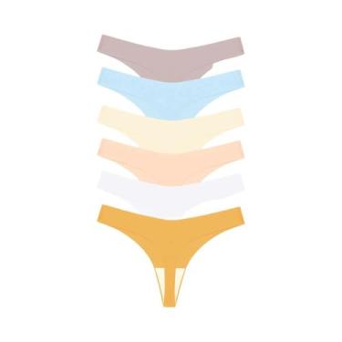 Imagem de Conjunto De 6 Calcinhas Tanga Seamless Em Seda Gelada Para Mulheres, R